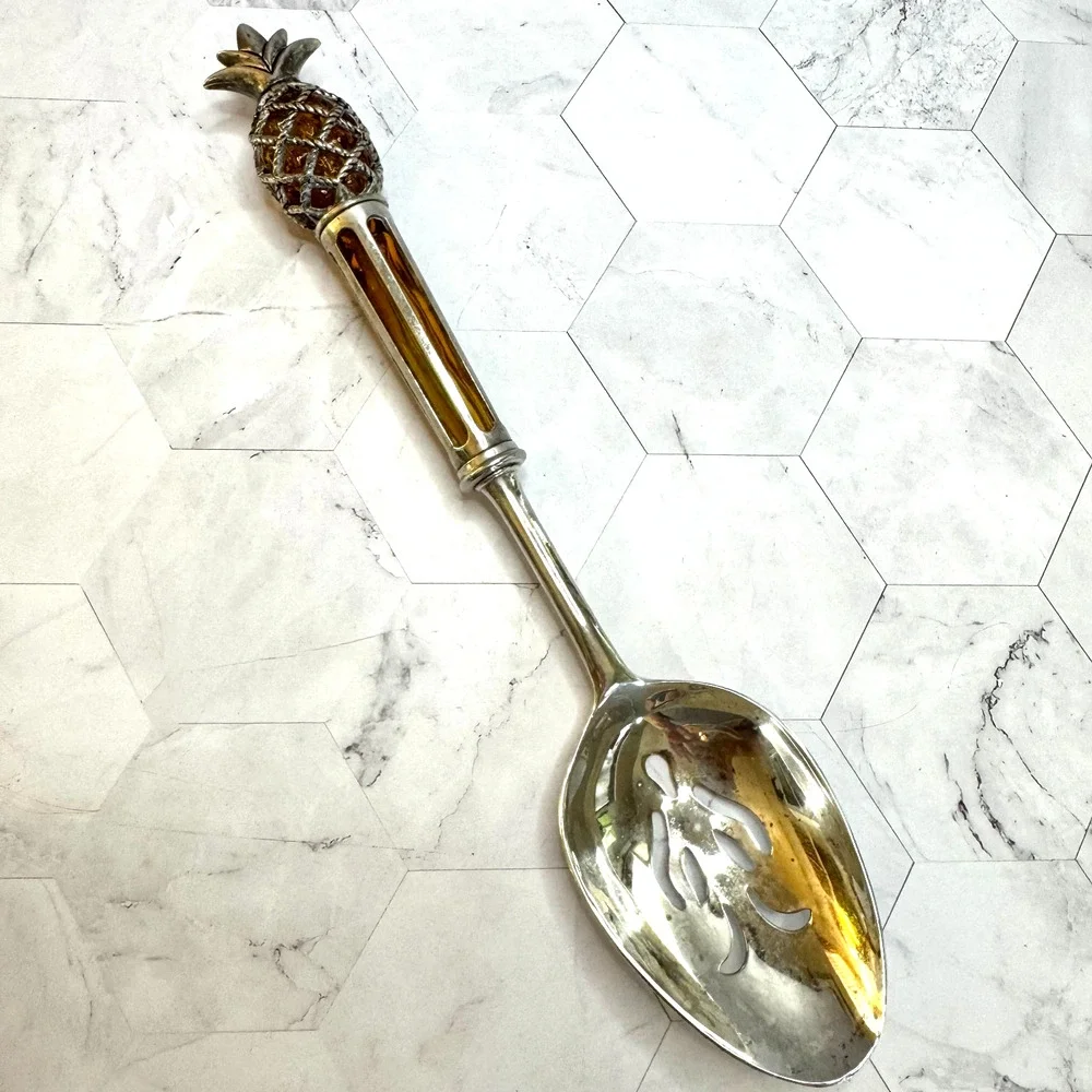 International Silver Company Serving Spoon Pineapple Handle Pierced Slotted